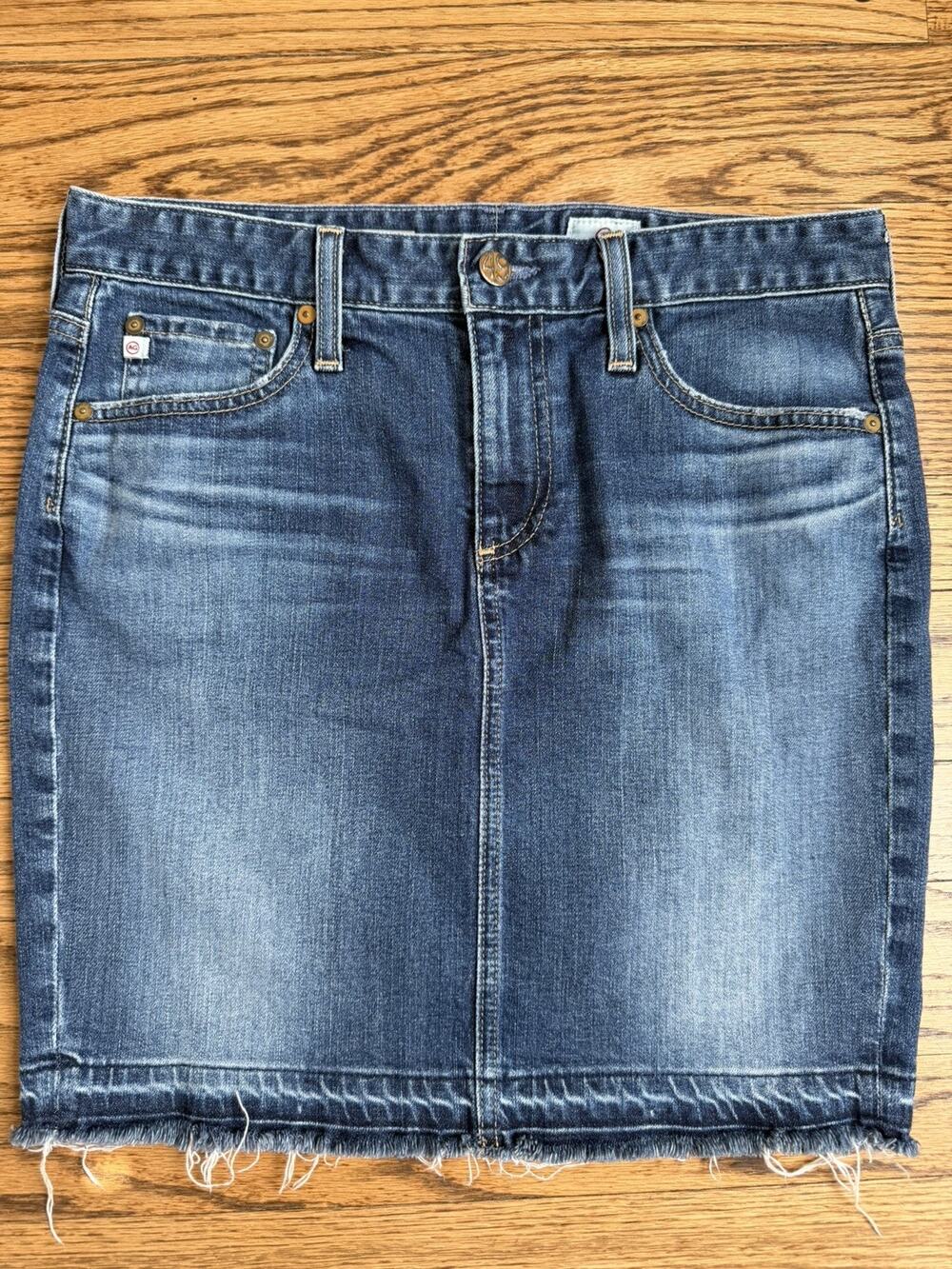 AG Adriano Goldschmeid Size 28 R The Erin Distressed Denim Jean Pencil Skirt